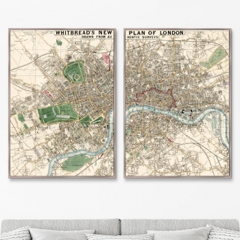 Диптих Plan of London drawn 75X105 / 75X105 CM