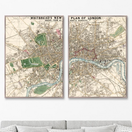 Диптих Plan of London drawn 75X105 / 75X105 CM 2
