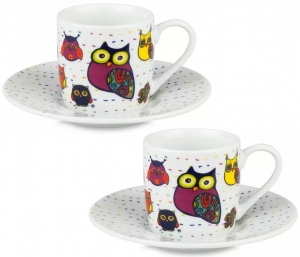 Набор из двух кофейных пар Colorful Owls 85 ml