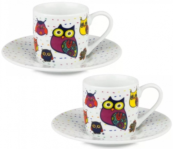 Набор из двух кофейных пар Colorful Owls 85 ml 1