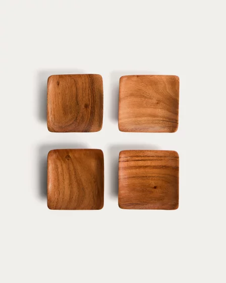 Набор из 4 подставок под стаканы из акации Rovin 10X10X1.5 CM 1