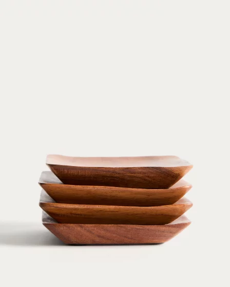 Набор из 4 подставок под стаканы из акации Rovin 10X10X1.5 CM 2