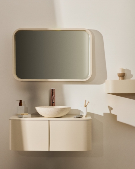 Зеркало Salaya из шпонированной берёзовой фанеры с бежевым лаковым покрытием 90X60 CM 2
