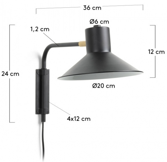 Настенная лампа Aria 20X36X24 CM чёрного цвета 4