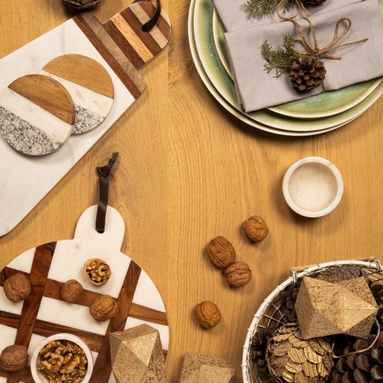 Подставки под бокалы из мрамора и массива манго Cataleg Ø10 CM 3