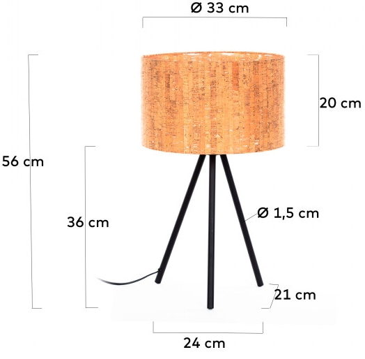 Лампа с абажуром из пробкового дерева Shaden 33X33X56 CM 4