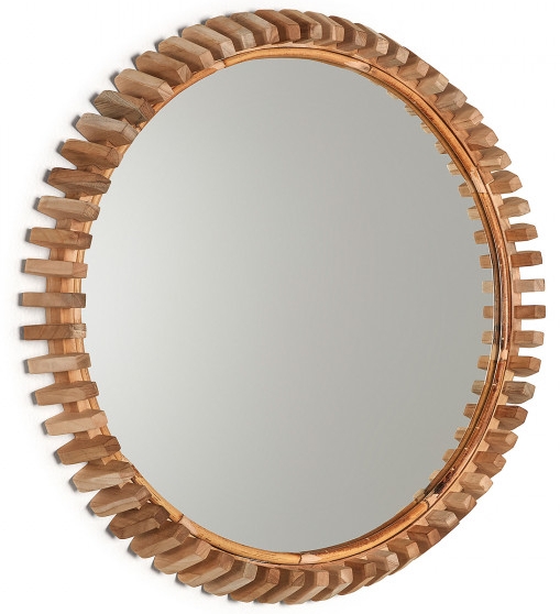 Кругло зеркало в раме из тика Polke Ø52 CM 1