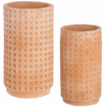 Кашпо из полибетона Celi 25X25X45 / 34X34X60 CM терракотового цвета