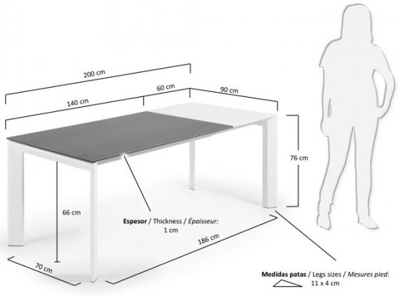 Раскладной керамический стол Axis 140-200X90X76 CM 6