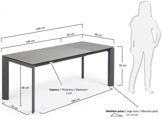Раздвижной стол с керамической столешницей Axis 140-200X90X76 CM 7