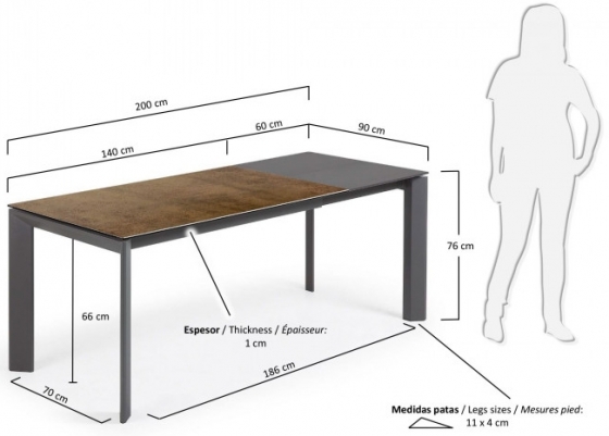 Раздвижной стол с керамической столешницей Axis 140-200X90X76 CM 6