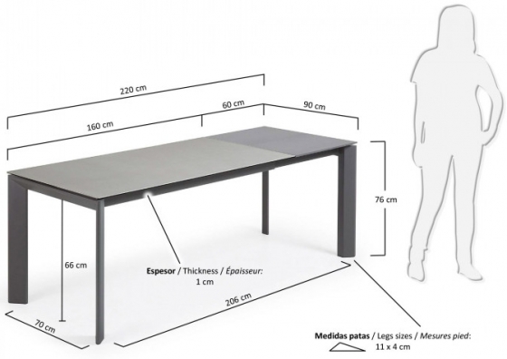 Раскладной стол из керамики Axis 160-220X90X76 CM 7