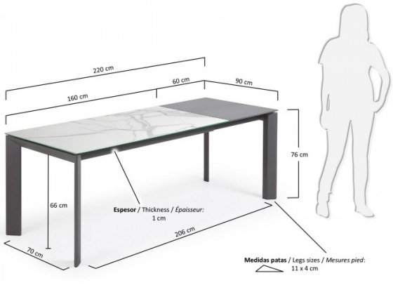 Раздвижной керамический стол Axis 160-220X90X76 CM 6
