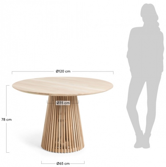Круглый кухонный стол из тика Jeanette 120X120X75 CM 7