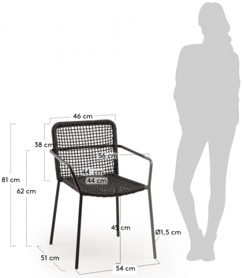 Стул с подлокотниками Boomer 60X56X80 CM чёрный 7