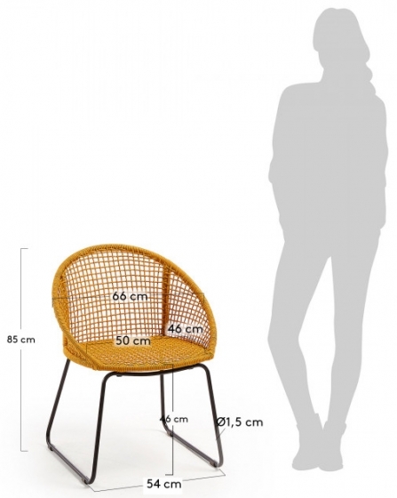 Стильный стул на стальной раме Sandrine 85X66X58 CM горчичного цвета 8