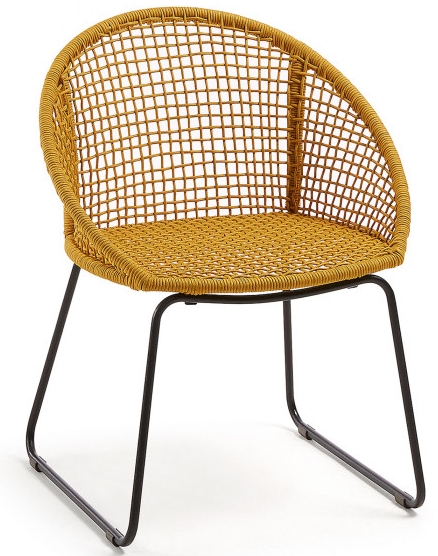 Стильный стул на стальной раме Sandrine 85X66X58 CM горчичного цвета 1
