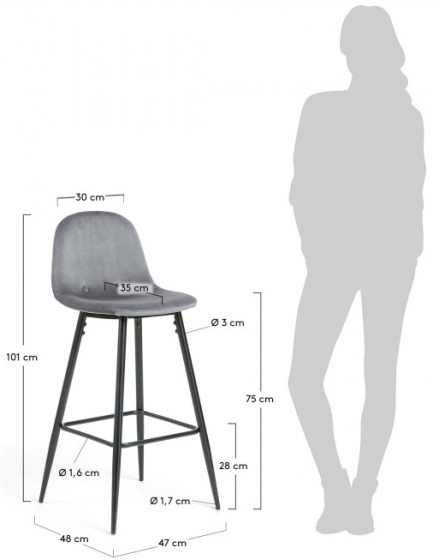 Барный стул Nilson 48X47X101 CM серый 7