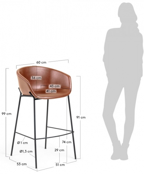 Барный стул Yvette 60X54X99 CM коричневый 8