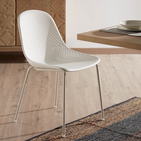 Стул пластиковый на стальном каркасе Quinby 46X58X82 CM белого цвета 6