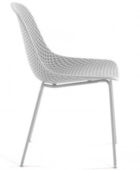 Стул пластиковый на стальном каркасе Quinby 46X58X82 CM белого цвета 3