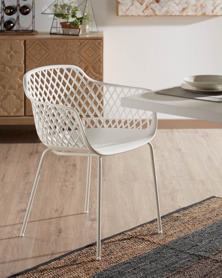 Стул на стальном каркасе Quinn 60X55X80 CM белого цвета 6