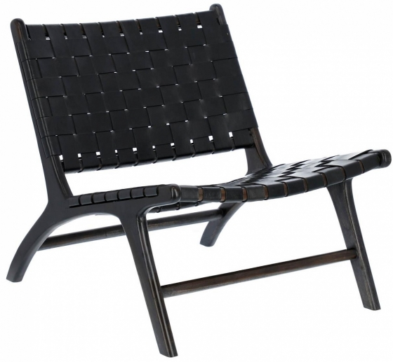 Кресло из тика и кожи Calixta 65X76X70 CM 1