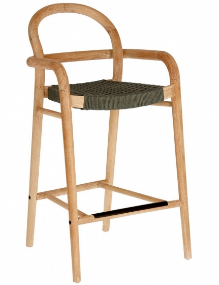 Полубарный стул из эвкалипта Sheryl 54X52X100 CM зелёного цвета 1
