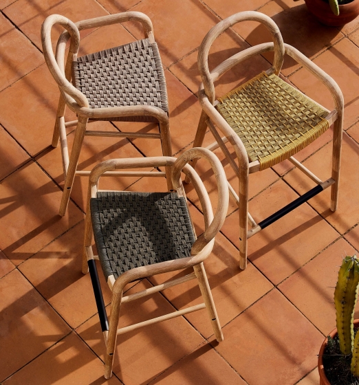 Полубарный стул из эвкалипта Sheryl 54X52X100 CM бежевого цвета 6