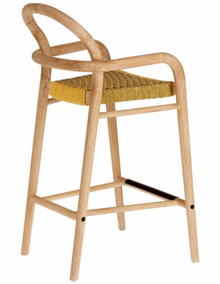 Полубарный стул из эвкалипта Sheryl 54X52X100 CM жёлтого цвета 4
