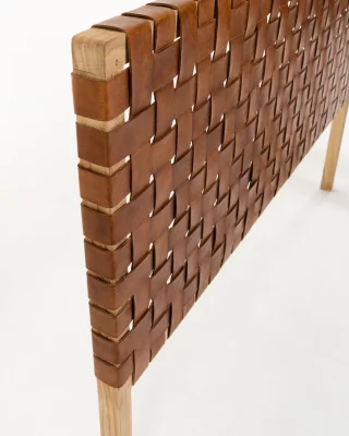 Изголовье для кровати из тика и кожи Calixta 153X110 CM 4