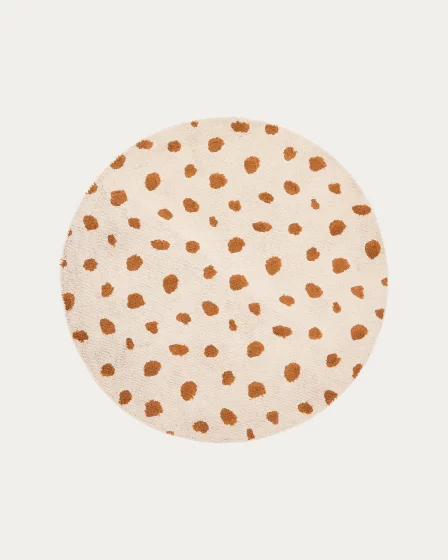 Круглый бежевый хлопковый ковер с рисунком гепарда Tandani 100X100X1 CM 1