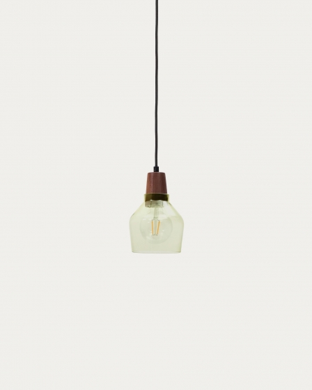 Потолочный светильник из зеленого стекла и шпона ореха Silex 13X125 CM 1