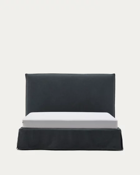 Кровать Jaira с чехлом из льна и хлопка, антрацитовая, для матраса 160X200 CM 180X210X118 CM 1
