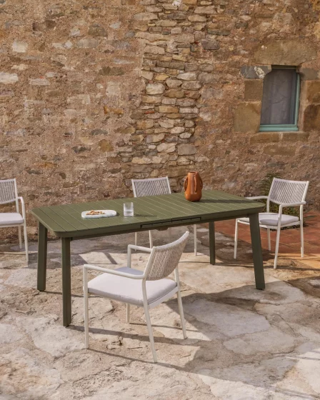 Раздвижной садовый стол Izola из алюминия с зелёной отделкой 220X100X78 CM 2