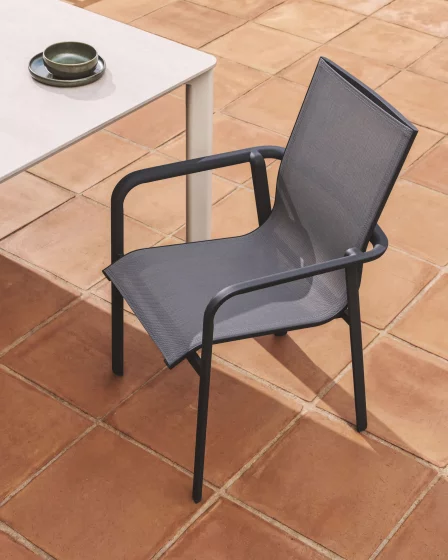 Садовый стул Canea из текстелина графитового цвета и алюминия 57X65X90 CM 2