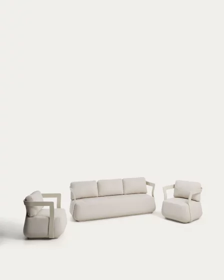 Комплект Tamaris с 3-местным диваном и 2 креслами экрю алюминий 212X79X72 CM 1