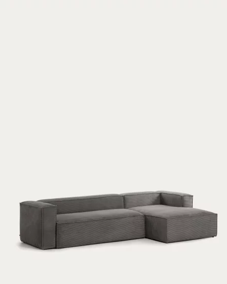 Диван с правым шезлонгом на 4 места Blok, серый, из плотного вельвета 330X174X69 CM 2