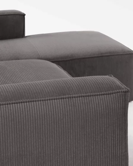 Диван с правым шезлонгом на 4 места Blok, серый, из плотного вельвета 330X174X69 CM 5