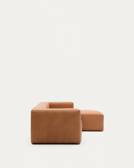 Трёхместный диван Blok из коричневой кожи, правый шезлонг 300X174X69 CM 2