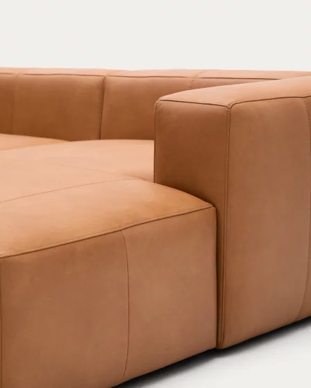 Трёхместный диван Blok из коричневой кожи, правый шезлонг 300X174X69 CM 3