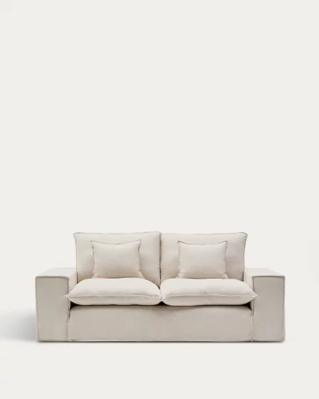 Чехол для двухместного дивана Anarela из бежевого льна 240X107X64 CM 2
