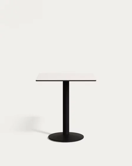 Уличный стол Esilda белый с металлической ножкой в чёрной окраске 70X70X70 CM 1