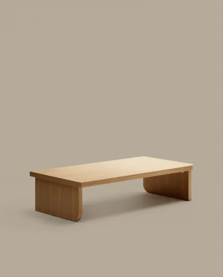 Журнальный столик Oaq из дубового шпона с натуральной отделкой 140X75X35 CM 1