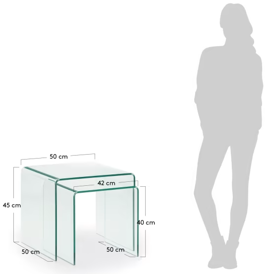 Стеклянные кофейные столики Burano 50X50X45 / 50X42X40 CM 4