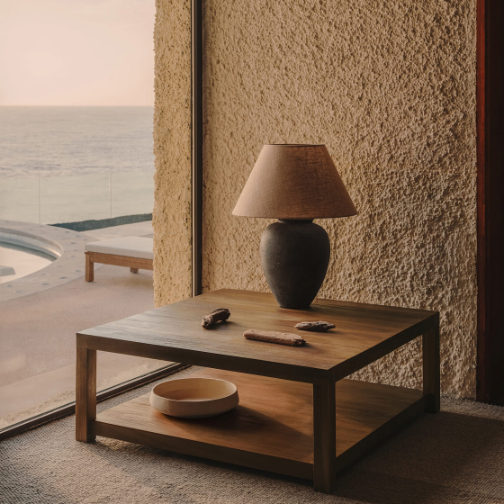 Кофейный столик из тика Sashi 90X90X35 CM 4
