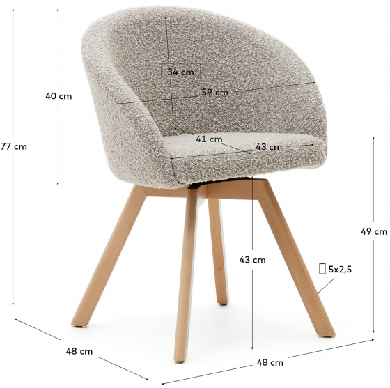 Поворотный стул Marvin 59X48X77 CM 5