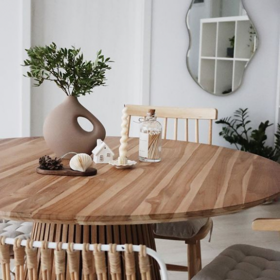 Круглый кухонный стол из тика Jeanette 120X120X75 CM 8