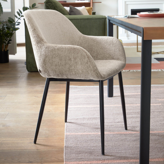 Стул с подлокотниками Konna 59X52X83 CM из бежевой синели 7