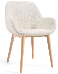 Стул с подлокотниками Konna 59X52X83 CM из белой ткани букле